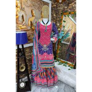 Hermoso conjunto de Top y Sharara para mujer con Fancy Dupatta para fiestas - Product Image 2