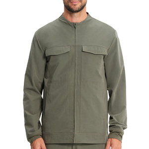 Chaqueta unisex verde oliva para uniforme médico, ropa de trabajo hospitalaria, con detección de agujas y fusión sin costuras. - Product Image 1