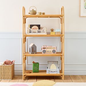 Rattan Kids <b>Shelf</b> Four Tier Storage Rack Natural Finish Sustainable Kids Room <b>Organizer</b> Wholesale Bulk Supplier Furniture - Product Image 2