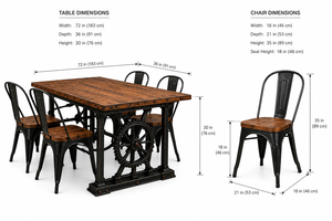 Meilleures ventes - Ensemble de salle à manger moderne en bois à 4 pièces avec structure en métal pour les petits appartements et les hôtels - Product Image 6
