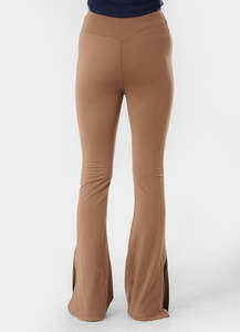 High Waist Full Length <b>Flared</b> Leg Yoga <b>Leggings</b> With Side Stripe Seamless Spandex Nylon Women Pants - Product Image 3