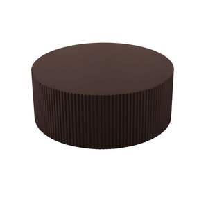 Tavolino da caffè artigianale rotondo in MDF artigianale con finitura verniciante marrone e rilievo - Product Image 1