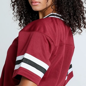 Men's <b>Red</b> Baseball Jersey <b>Crop</b> <b>Top</b> Short Sleeve Mesh V-Neck Customized Team Name T-Strap Breathable Quick Dry Loose Fit Adult - Product Image 6