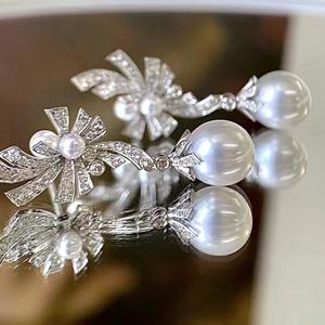 Fabricant en gros, boucles d'oreilles pendantes en perles de Zhuji naturelles dorées de 11-12 mm, exquises, assorties à de l'argent 925 - Product Image 3