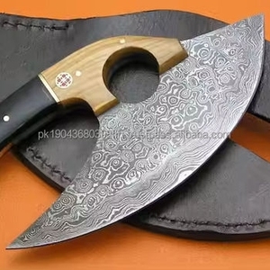 Cuchillo para Pizza de Acero de Damasco Industrial de Alta Calidad, Hecho a Mano, con Doble Hoja en Forma de Hacha - Product Image 1