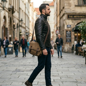 Blouson aviateur en cuir véritable de haute qualité pour homme, toucher doux, style contemporain décontracté, imperméable, respirant, motif hiver - Product Image 3