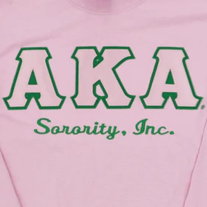 Sudadera Rosa de Manga Larga con Cuello Redondo de la Hermandad AKA Sorority Inc. con Letras Griegas Bordadas para Mujer - Product Image 5