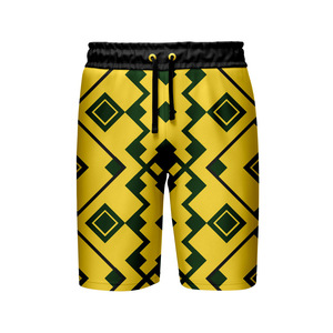 Shorts de bain rayés pour hommes avec patch lettre, logo personnalisable, short chaud, poche arrière, taille à cordon de serrage, motif uni - Product Image 1