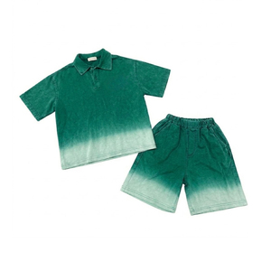 STITCHMODE Ensemble Polo et Short Vintage Homme Personnalisé avec Logo, Coton Streetwear Oversize Dégradé Deux Pièces Décontracté Hiver Velours - Product Image 1