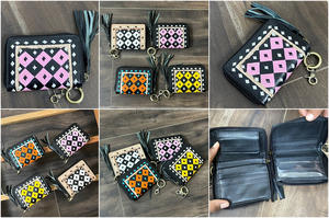 Breloques pour sacs pour femmes, vente en gros, luxe, designer, cuir véritable, artisanat, petit porte-monnaie mignon, mini porte-monnaie à carreaux avec porte-clés - Product Image 2