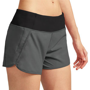 Shorts de sport bordeaux taille mi-haute avec poches, séchage rapide, écologiques, respirants, en tissu tricoté, taille élastique pour femme - Product Image 2