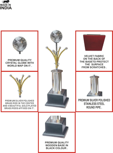 Trofeo Metálico Personalizable de Primera Calidad con Globo de Cristal de 15 Pulgadas, Premio Moderno para Ganadores, Exitosos, Empleados y Estudiantes - Product Image 2