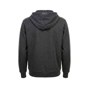 Sweat à capuche zippé gris foncé pour homme – Sweat-shirt en polaire avec logo personnalisé, veste à capuche décontractée - Product Image 2