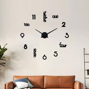 Grande horloge murale silencieuse en acrylique Art Déco moderne, pièce décorative unique pour salon, chambre, bureau à domicile, hôtel, salle de classe - Product Image 1