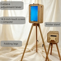 Pavillon Selfie Trépied en Bois pour Appareils Photo Reflex, Capacité de Charge 100KG, Cabine Photo de Fête, Valise de Transport Aviation, Télécommande Sans Fil, Style Rétro