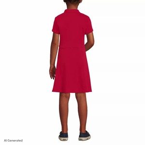 Vestido Polo Rojo 100% Algodón para Niñas, Uniforme Escolar Primario, Tejido de Punto, Modelo Vv-026 - Product Image 4