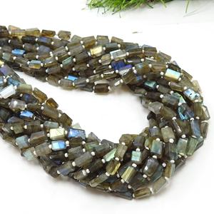 Pierre naturelle de labradorite, pépites roulées à facettes coupées à plusieurs niveaux, multi-reflets, 15 pouces, environ 6-10 mm de long, fournitures pour grossistes - Product Image 1