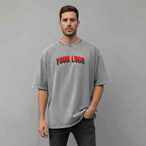 New Oversized 100% Cotton Jersey Black Men's Loose Fit Solid Custom Digital Printing Logo Streetwear <b>Drop</b> Shoulder Breathable - Product Image 1
