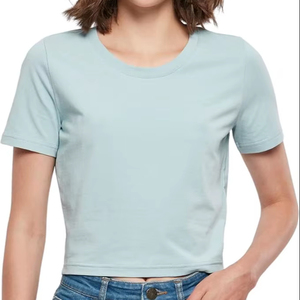 Camiseta Corta de Algodón y Elastano de Alta Calidad para Mujer, Cuello Casual, Corte Ajustado, Diseño Personalizado con Estampado, Parches Bordados de Verano, Talla XL - Product Image 2