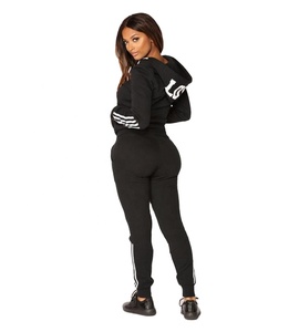Women custom printing zipper hoodie with <b>matching</b> <b>joggers</b> trousers sportswear sweat suits - Product Image 1
