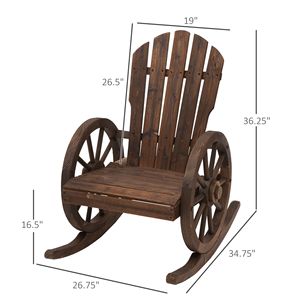 Sedia a dondolo Adirondack per esterni per tutte le stagioni con schienale a doghe oversize per patio, portico, bordo piscina o giardino - Product Image 3