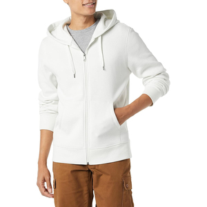 Sudadera con capucha para hombre, color blanco liso, corte regular, tejido French Terry, informal, con capucha con cordón y bolsillos, para otoño. - Product Image 6