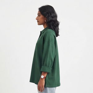 <b>Women</b> <b>Polo</b> T-Shirts Casual 100% Cotton Summer Streetwear Turn Down Button Up Collar <b>Polo</b> Tee Loose Fit Oversize <b>Polo</b> Shirts Tee - Product Image 3