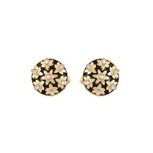 Luxury Gold Plated Black Enamel Floral <b>Cufflinks</b> for Men Crystal Formal <b>Shirt</b> Accessories Wedding Business Gift Cuff Links - Product Image 6