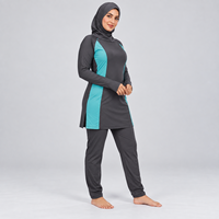 Ensemble Burkini Modeste 3 Pièces pour Femmes, avec Capuche, Dentelle, Imperméable, Respirant, Couleur Noire Unie
