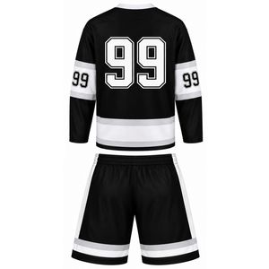 Conjunto de Hockey sobre Hielo Sublimado Negro para Hombre, Jersey y Pantalones Cortos de Poliéster a Rayas, Uniforme Deportivo para Entrenamiento y Partidos - Product Image 2