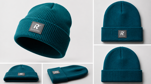 Bonnet ajustable en tricot côtelé 3D 100 % acrylique brodé sur mesure, chaud pour l'hiver, avec revers et logo tissé pour hommes et femmes - Product Image 6