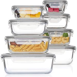 8-Pack <b>Glass</b> <b>Food</b> <b>Storage</b> Containers with Airtight Lids 220ml Meal Prep Containers for Lunch and Office - Product Image 1