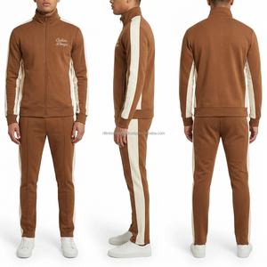 <b>Purple</b> Tracksuit Set Full Zip Stand Collar Sporty Style Color Blocking Side Pockets Regular Fit Autumn Season Unisex Adult - Product Image 3