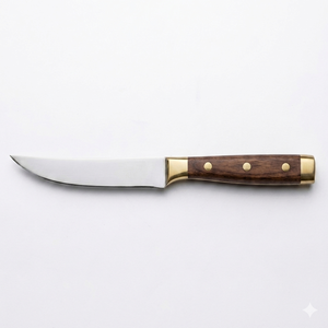 Premium 4-Piece Steak <b>Knife</b> <b>Set</b> with Ergonomic Wooden Handles & Brass Accents - Product Image 6