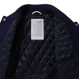Chaqueta Varsity de Hombre Azul Marino y Crema de Alta Calidad con Logotipo Bordado, Cierre de Botones Frontales, Estilo Preppy, para Otoño - Product Image 4