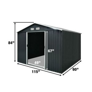 Capanno in Metallo con Tetto a Punta 8FT X 10FT, Lamiera Ondulata 29 GA, Altezza Bordo 67'', TMG MS0810 - Facile da Montare, per Stoccaggio Esterno - Product Image 3