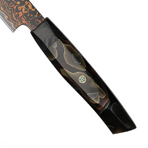 Couteau de cuisine artisanal en cuivre Damas, outil de découpe haut de gamme, couteau en acier Damas à motif cuivre, manche personnalisé, couteau d'extérieur - Product Image 3