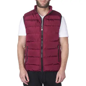 Chaleco de cuello alto personalizado rojo liso de alta calidad de tendencia 2023, chaqueta sin mangas acolchada ligera y cálida para hombre