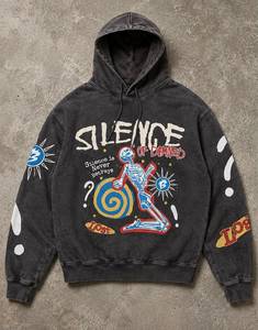 <span class=keywords><strong>Felpa</strong></span> <span class=keywords><strong>con</strong></span> Cappuccio Oversize Personalizzata <span class=keywords><strong>Nera</strong></span> <span class=keywords><strong>con</strong></span> Stampa <span class=keywords><strong>Scheletro</strong></span>, Abbigliamento Casual da Uomo Streetwear - Product Image 1