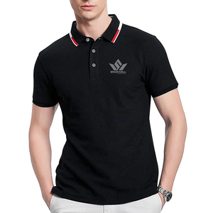 เสื้อโปโลผู้ชายลำลองสำหรับฤดูร้อน ผ้าโพลีเอสเตอร์ผสมฝ้าย ระบายอากาศได้ดี สีพื้น ปกคอพับ ปักลาย แขนสั้น - Product Image 4