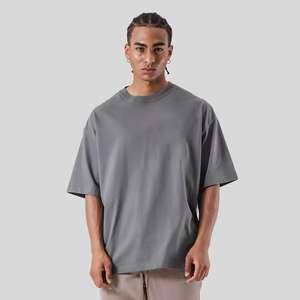 T-shirt décontracté surdimensionné pour homme, 100 % coton épais 250 g, sans coutures, respirant, délavé à l'acide, idéal pour la gym et le streetwear - Product Image 6