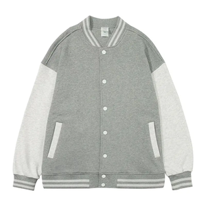 Men's Navy And <b>White</b> Varsity <b>Jacket</b> With Button Closure Casual Style Regular Fit Autumn Wear Fleece Material - Product Image 4