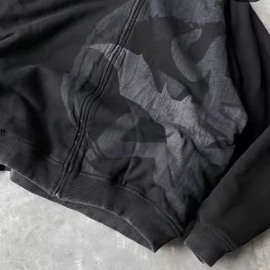 Sudadera con capucha y cremallera personalizada con estampado de castillo gótico para hombre, estilo urbano, hip hop, retro, lavada, de forro polar, holgada y extragrande - Product Image 4