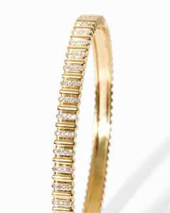 Diamond Ribbed Bangles Pave Set 5mm Hinged Oval Statement <b>Cuff</b> <b>Bracelets</b> Custom 14K 18K Solid Gold Round Cut Lab Grown Wholesale - Product Image 3