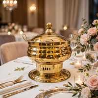 Casserole de Luxe Classique de Haute Qualité en Acier Inoxydable Poli avec Couvercle et Poignées en Acier Inoxydable, Chauffe-Plats Isotherme Écologique