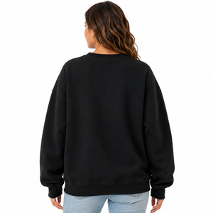 Black Halloween Embroidered Women's Crewneck Sweatshirt Oversized Cotton Fleece Custom Logo Hoodies Streetwear Wholesale - Product Image 2