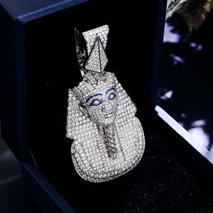 Colgante de Hip Hop con Forma de Faraón Egipcio y Animal, Plata 925, Diamantes Cultivados en Laboratorio, Joyería Unisex - Product Image 2