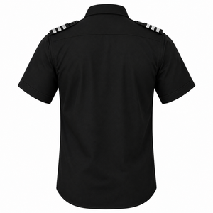 Camisa Polo Negra de Manga Corta para Hombre con Franjas en los Hombros, Dos Bolsillos en el Pecho, Poliéster/Algodón, Ropa Casual - Product Image 2