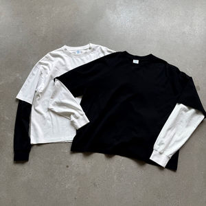 T-shirts pour hommes à manches longues 280 g/m², manches double couche, blocs de couleur, coupe ample, automne, impression DTG DTF, nouvelle arrivée - Product Image 1