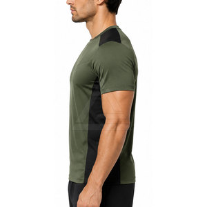 T-shirts de sport ajustés pour hommes, manches courtes, col rond, respirants, extensibles, vêtements de fitness et d'entraînement - Product Image 5